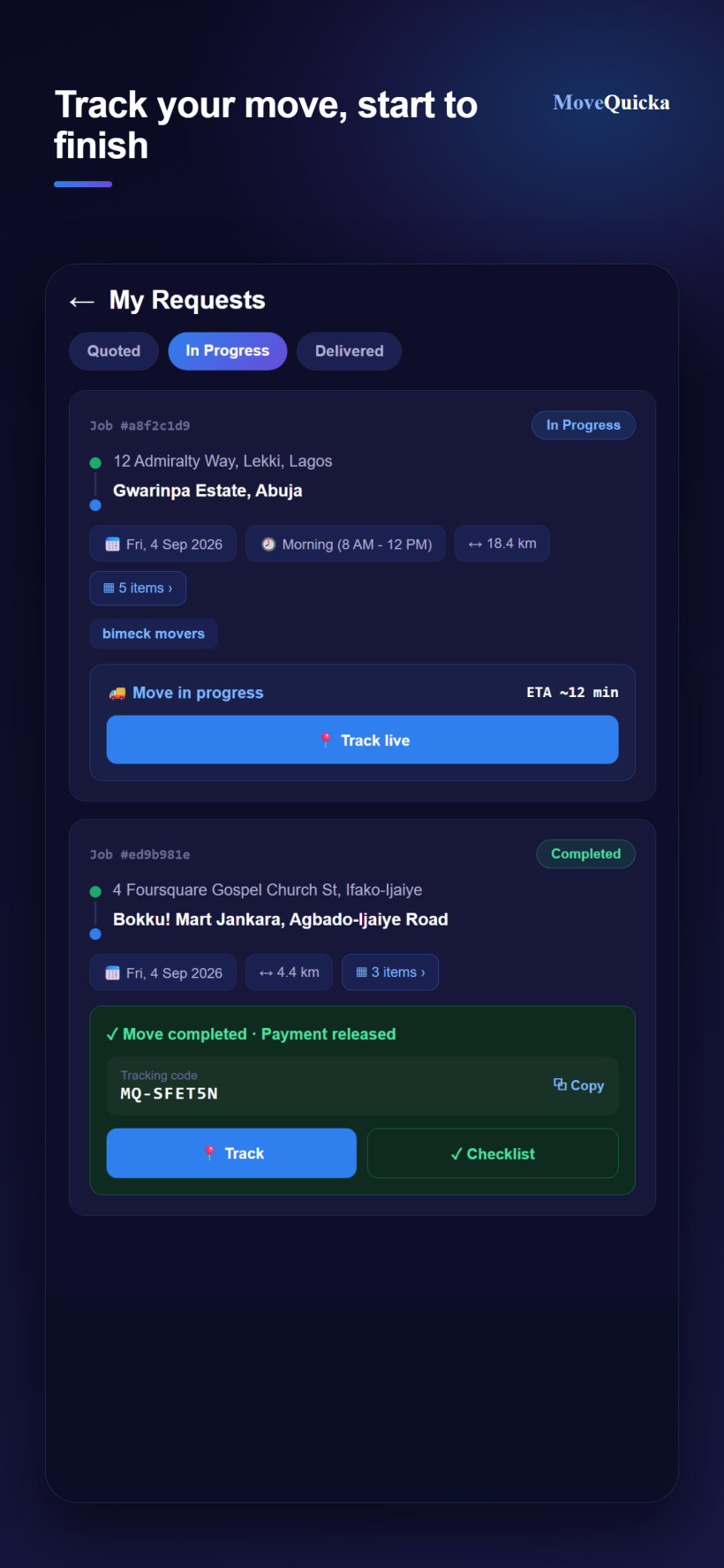 Track your move live